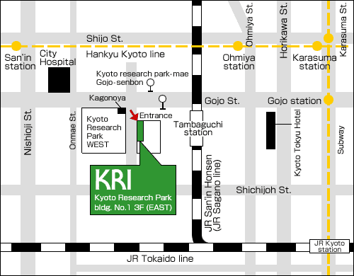 Map around Headquarters/Kyoto office