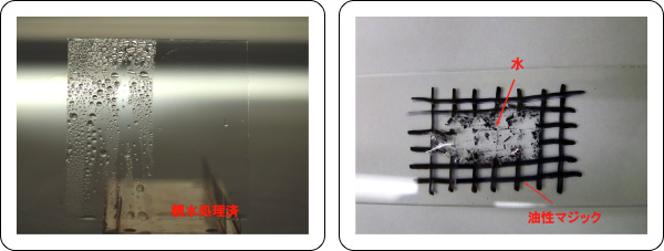 ガラスとの接触角5度以下を達成 <水の場合>