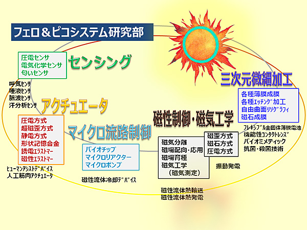 フェロ&ピコシステム研究部 センシング アクチュエータ マイクロ流路制御 磁性制御・磁気工学 三次元微細加工